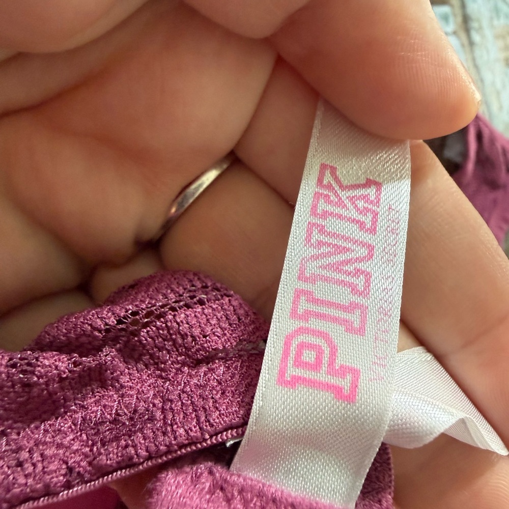 PINK Victoria's Secret Lace Racerback Push Up Bra - Plum - Picture 4 of 6